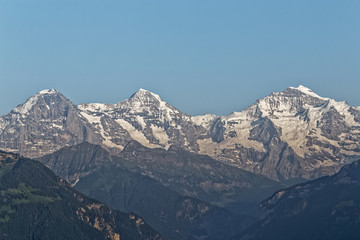 Fototapeta na wymiar Eiger,Monch et Jungfrau,sommets des Alpes Suisses