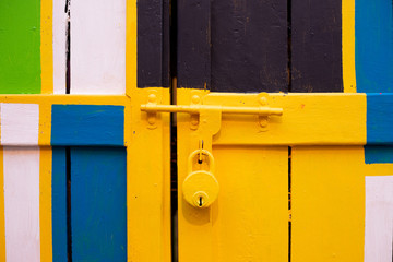 Old Metal Lock on colorful door , Colorful Background