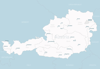 Administrative map of Austria - highly detailed vector illustration
