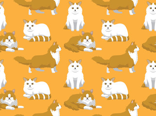 Cat Norwegian Forest Turkish Van Cartoon Seamless Wallpaper
