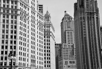 Closely packed buildings in urban landscape, Chicago Illinois