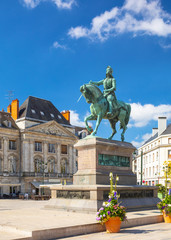 Monument of Jeanne d'Arc (Joan of Arc) on Place du Martroi in Orleans, France