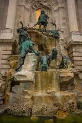 BUDAPEST, HUNGARY: Matthias Fountain is a monumental fountain group in the western forecourt of Buda Castle, Budapest. © Anna ART