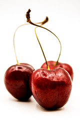 Ciliegie con sfondo bianco.