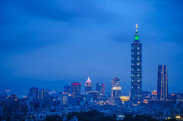 Night of taipei city with 101 tower, Center is a landmark skyscraper in Taipei, Taiwan. The building was officially classified as the world's tallest in 2004 until 2010.