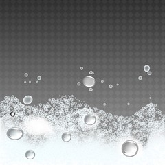 Bath foam with shampoo bubbles, isolated.