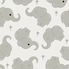 Foto op Plexiglas Olifant Naadloos patroon met schattige olifanten