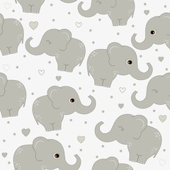 Seamless pattern with cute  elephants