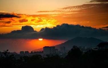 sunset in the mountains