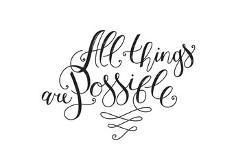 all things are possible vector lettering on white