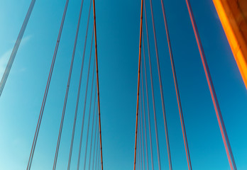 Obraz premium Traveling over San Francisco's Golden Gate Bridge POV