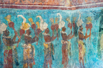 Mayan wall paintings   Bonampak   Chiapas, Mexico © Tom