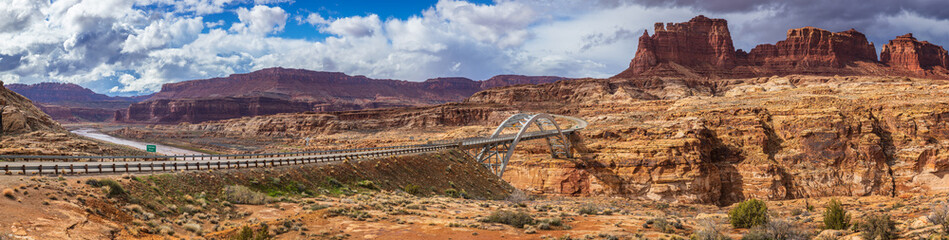 The Hite Crossing Bridge is an arch bridge that carries Utah State Route 95 across the Colorado...