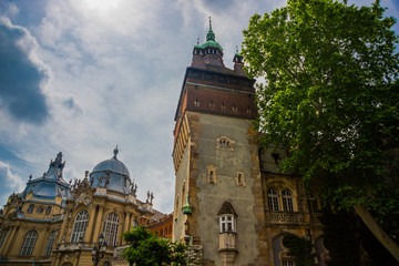 BUDAPEST, HUNGARY: Beautiful Palace in the City Park near the Vajdahunyad castle © Anna ART