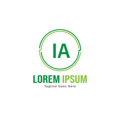 Initial IA logo template with modern frame. Minimalist IA letter logo vector illustration