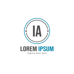 Initial IA logo template with modern frame. Minimalist IA letter logo vector illustration