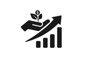 growth money icon with profitability icon