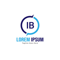 Initial IB logo template with modern frame. Minimalist IB letter logo vector illustration