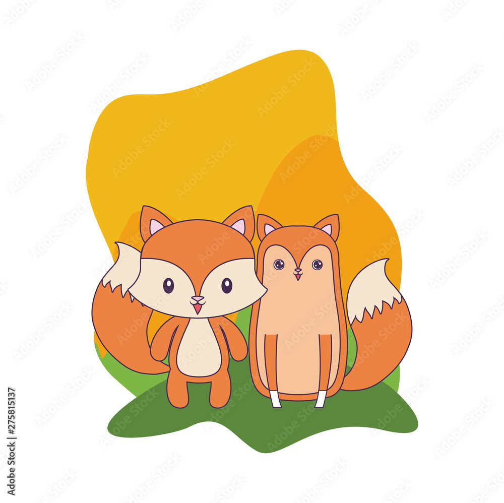 Wall mural cute foxes animals isolated icon