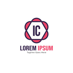 Initial IC logo template with modern frame. Minimalist IC letter logo vector illustration