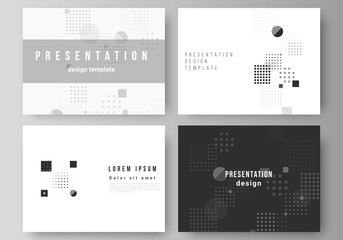 The minimalistic abstract vector illustration of the editable layout of the presentation slides design business templates. Abstract vector background with fluid geometric shapes. - obrazy, fototapety, plakaty