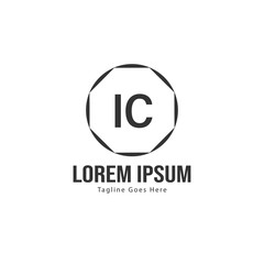 Initial IC logo template with modern frame. Minimalist IC letter logo vector illustration