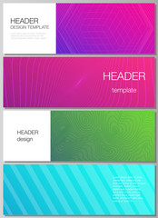 Fototapeta na wymiar The minimalistic vector illustration of the editable layout of headers, banner design templates. Abstract geometric pattern with colorful gradient business background.