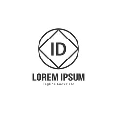 Initial ID logo template with modern frame. Minimalist ID letter logo vector illustration