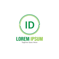 Initial ID logo template with modern frame. Minimalist ID letter logo vector illustration