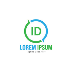 Initial ID logo template with modern frame. Minimalist ID letter logo vector illustration