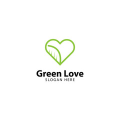 Green Love Logo Outline Monoline