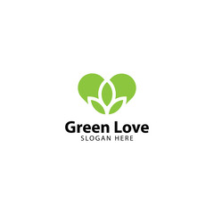 Green Love Logo Design Vector