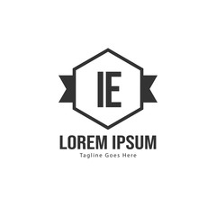 Initial IE logo template with modern frame. Minimalist IE letter logo vector illustration