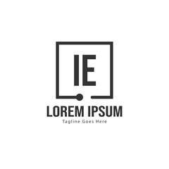 Initial IE logo template with modern frame. Minimalist IE letter logo vector illustration