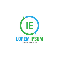 Initial IE logo template with modern frame. Minimalist IE letter logo vector illustration