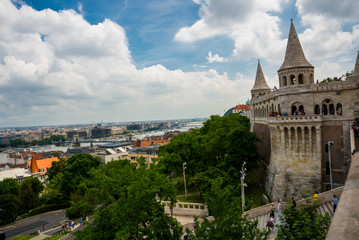 Budapest, Hungary: Fisherman Bastion. Beautiful top view of the city