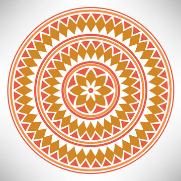 Ornamental round doodle flower isolated on white background. Black outline mandala. Geometric circle element. Vector illustration.