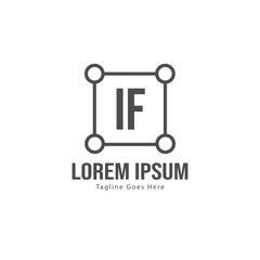 Initial IF logo template with modern frame. Minimalist IF letter logo vector illustration