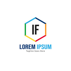 Initial IF logo template with modern frame. Minimalist IF letter logo vector illustration