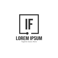 Initial IF logo template with modern frame. Minimalist IF letter logo vector illustration