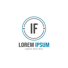 Initial IF logo template with modern frame. Minimalist IF letter logo vector illustration
