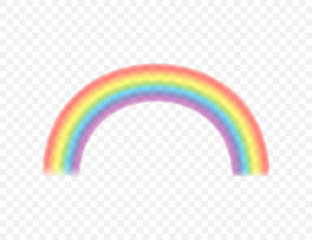 Rainbows in different shape realistic set on transparent. Vector stock illustration.