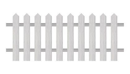 Picket fence, wooden textured, rounded edges. Vector stock illustration.