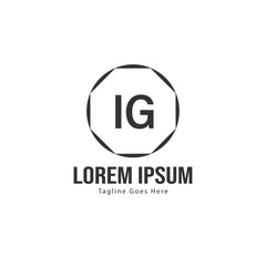 Obraz premium Initial IG logo template with modern frame. Minimalist IG letter logo vector illustration