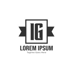 Initial IG logo template with modern frame. Minimalist IG letter logo vector illustration