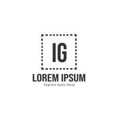 Initial IG logo template with modern frame. Minimalist IG letter logo vector illustration
