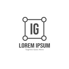 Initial IG logo template with modern frame. Minimalist IG letter logo vector illustration
