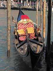 Luxurious gondola in Venice on a canal