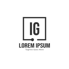 Initial IG logo template with modern frame. Minimalist IG letter logo vector illustration