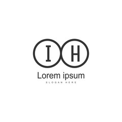 Initial IH logo template with modern frame. Minimalist IH letter logo vector illustration